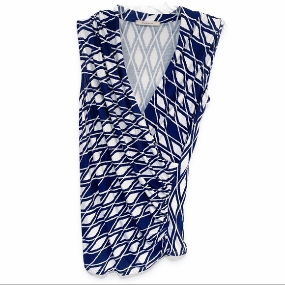 Stitch Fix 41 Hawthorn | Montgomery Cross Front Knit Top Blue Wrap Size Small - Picture 2 of 7